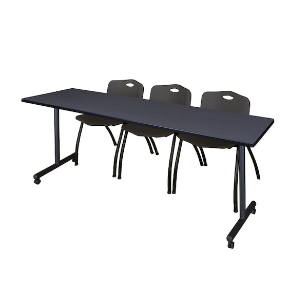 Kobe Rectangle Mobile table, 84" W, 29" H, Laminate Top, Gray MKTRCC8424GY47BK - main